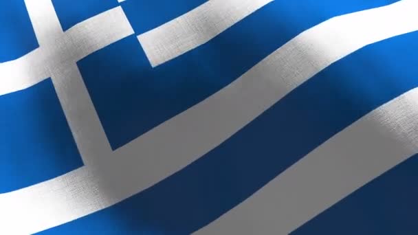 Grekland Viftar Med Flaggan Sömlös Cgi Animation Mycket Detaljerad Textur — Stockvideo