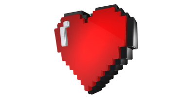 8 bit piksel kalp çizimi. Retro arcade video oyunu Sevgililer Günü hazırlanmış resim.