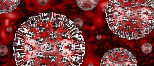 コロナウイルス病Covid 19感染症の詳細な電子顕微鏡シミュレーション 中国病原体呼吸器インフルエンザCovidウイルスの3Dレンダリング医療イラスト — ストック写真