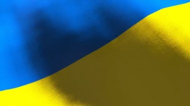 Ukrayna bayrağı sallıyor. Kusursuz cgi animasyonu sinematik yavaş çekimde oldukça detaylı kumaş dokusu. Ülke sembolünün ya da hükümet konseptinin vatansever 3 boyutlu arka planı. Spor yarışması arkaplanı.