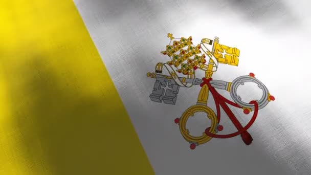 Vaticano bandeira acenando. Animação cgi sem emenda textura de tecido altamente detalhada em movimento lento cinematográfico. Fundo 3D patriótico de símbolo de país ou conceito de governo. Cenário da competição desportiva. — Vídeo de Stock