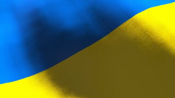 Die Ukraine schwenkt Flagge. Nahtlose CGI-Animation mit sehr detaillierter Textur in filmischer Zeitlupe. Patriotischer 3D-Hintergrund von Ländersymbol oder Regierungskonzept. Sportliche Wettkampfkulisse. — Stockvideo