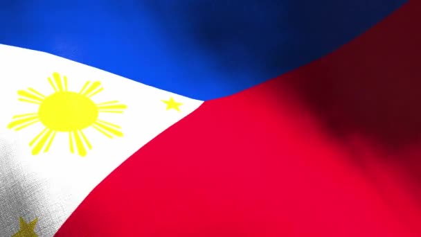 Philippines agitant le drapeau. Animation cgi sans couture texture de tissu très détaillée au ralenti cinématographique. Patriotique 3d arrière-plan de symbole de pays ou concept de gouvernement. Contexte de compétition sportive. — Video