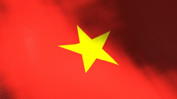 Vietnam ondeando bandera. Animación cgi sin costuras textura de tela altamente detallada en cámara lenta cinematográfica. Fondo patriótico 3d de país símbolo o concepto de gobierno. Fondo de competición deportiva . — Vídeos de Stock