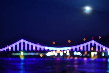 blurred night city bridge