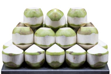 Satılık hindistan cevizi beyaz arka planda izole edildi .