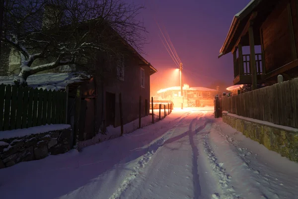 Brushlian village, Bulgaria, December 30, 2016. Snowy night in Brashlian village Royalty Free Stock Images