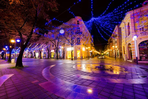 Burgas city, Bulgaria - December 10, 2012. Christmas decoration at night Stock Image