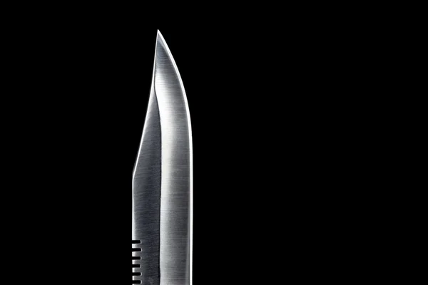 Hoja de cuchillo aislada sobre fondo negro — Foto de Stock