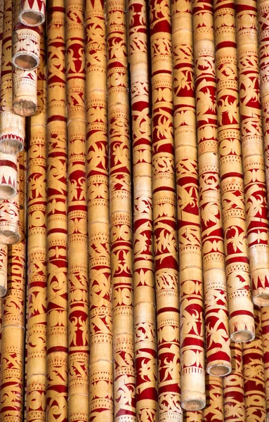 Decorated Bamboo Poles in Sarawak Borneo — Stock Photo, Image