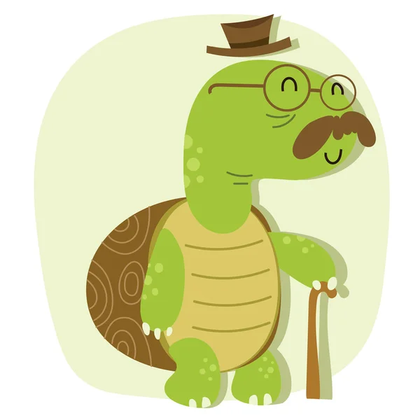 Tortuga vieja de dibujos animados — Vector de stock