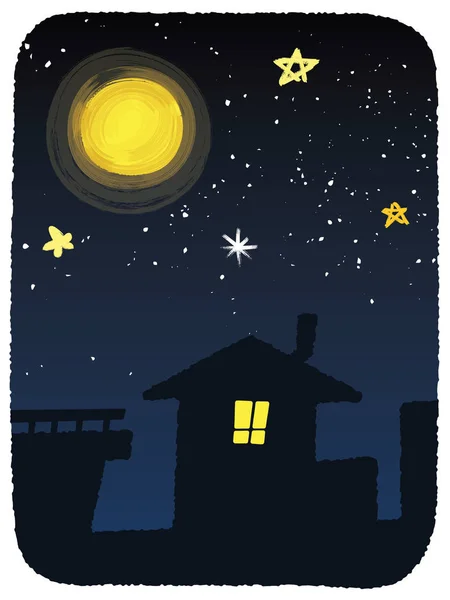 Fullmåne natten illustration. — Stock vektor