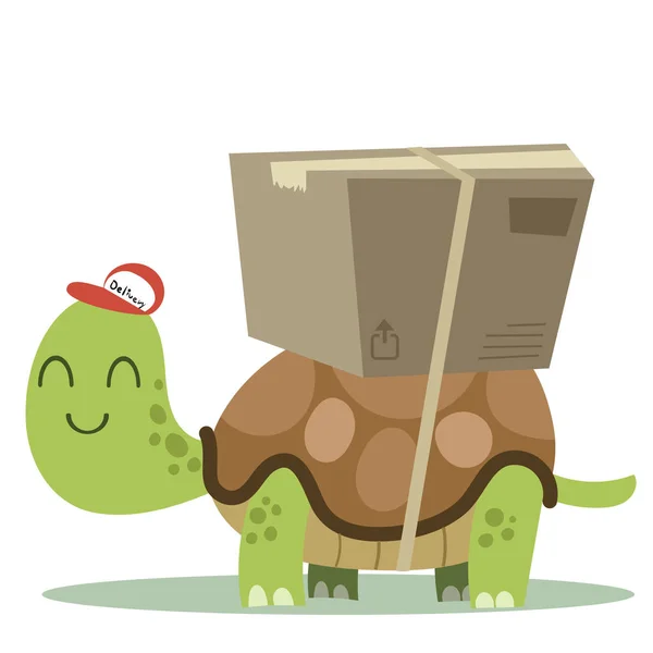 Tortuga con un paquete — Vector de stock