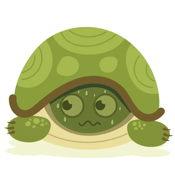 Tortuga asustada de dibujos animados — Vector de stock