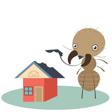 cartoon termite eating house clipart