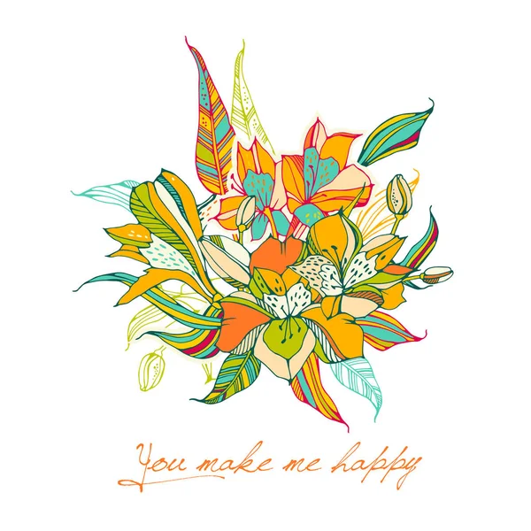 Zambak ile tropikal tebrik el ilanları