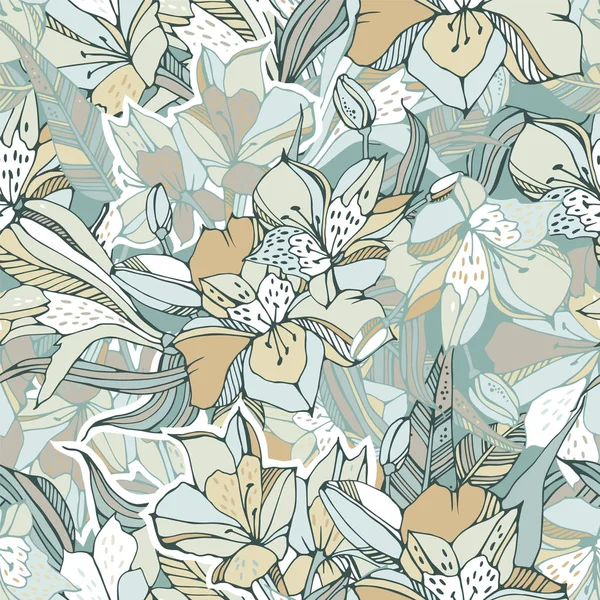 Perulu lilyum ile tropikal seamless modeli