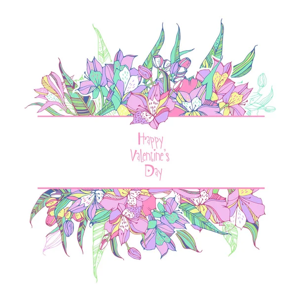 Tropikal zambaklar. Sevgililer şablonu