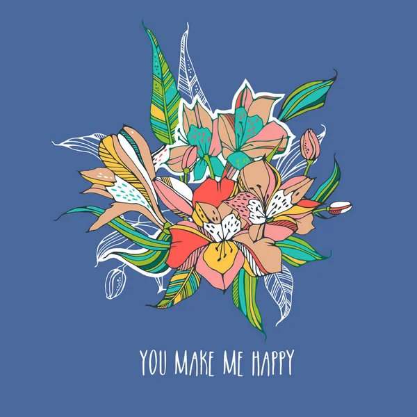 Zambak ile tropikal tebrik el ilanları