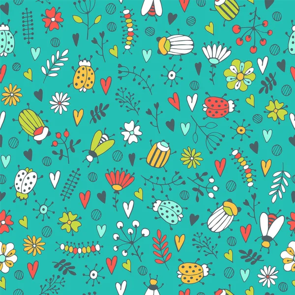 Ladybug seamless pattern for fabric design — Stock Vector