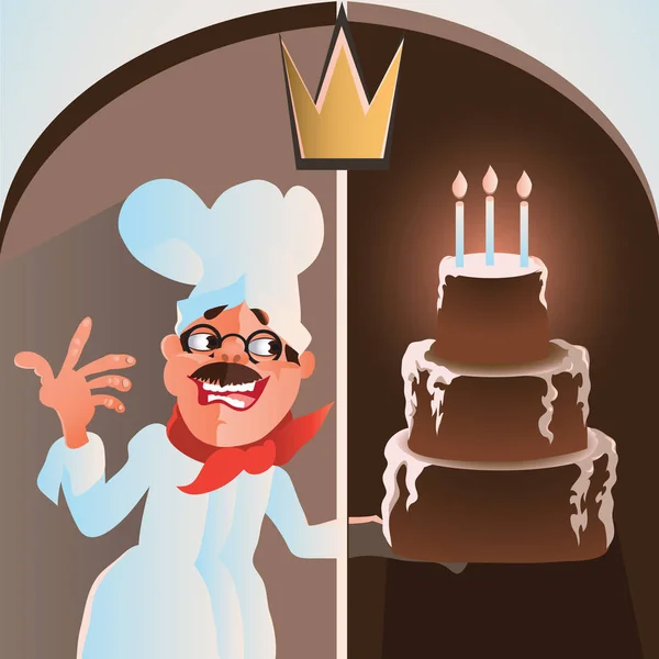 Confeiteiro Ilustração de bolos de vetor cozido no forno doce conjunto isolado. Torta de cereja de morango para férias, cupcake, bolo de chocolate marrom gourmet, comemoração de aniversário colorido cereja brownie padaria —  Vetores de Stock