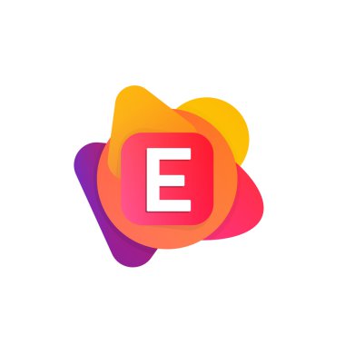 Soyut eğlence şekil öğeleri şirket logosu işareti simgesi. E mektup günlük