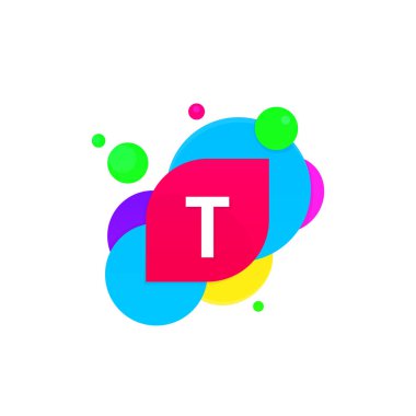 Soyut eğlenceli T harfi logo yaratıcı düz çocuk avatar vektör 