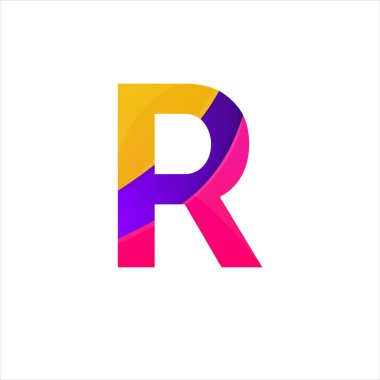 Soyut R harfi simgesi komik düz işareti vektör logo tasarımı