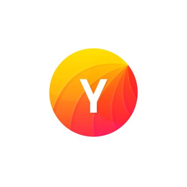 Soyut düz daire Y logo mektup sembolü işareti şirket simgesi vect