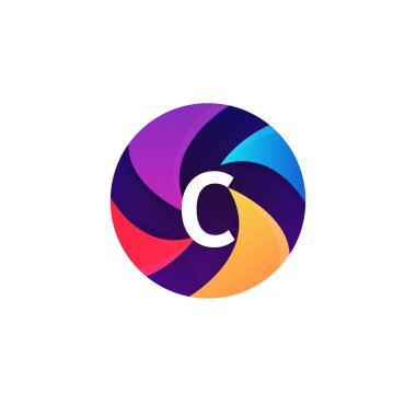 Soyut küre daire işareti C harfi logo simge vektör tasarımı