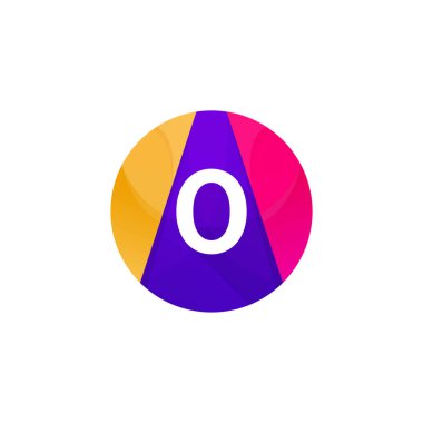 Komik düz daire küre logo web simgesi O mektup işareti vektör desi