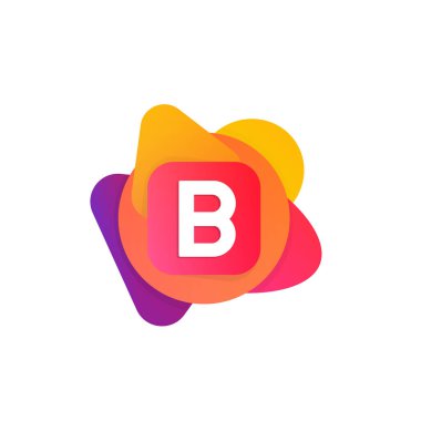 Soyut eğlence şekil öğeleri şirket logosu işareti simgesi. B mektup günlük