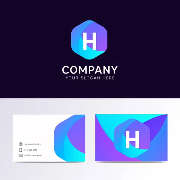 Signo icónico abstracto del logotipo de la letra H plana con la empresa ca — Vector de stock