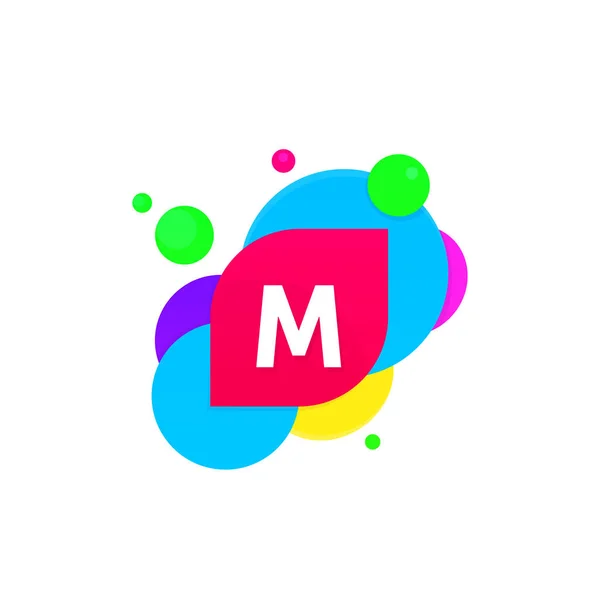 Abstract fun M letter logo creative flat children avatar vector — Stock Vector