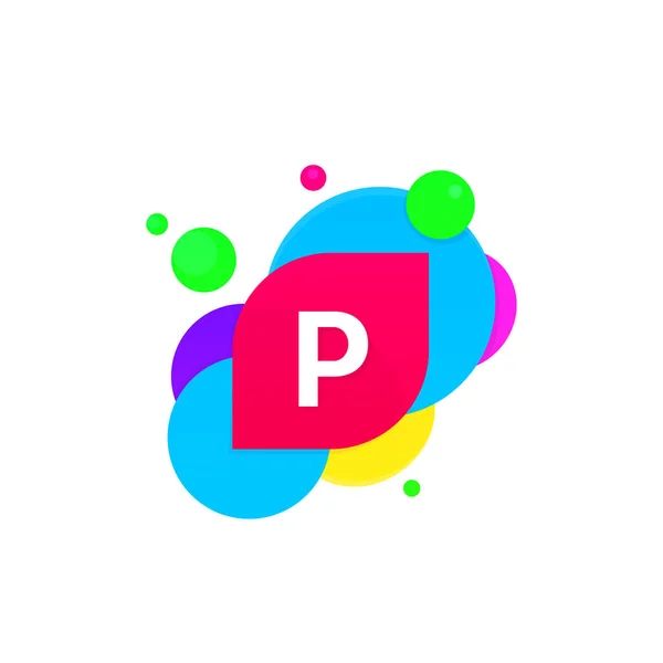 Abstrak fun huruf P logo kreatif flat anak vektor avatar - Stok Vektor