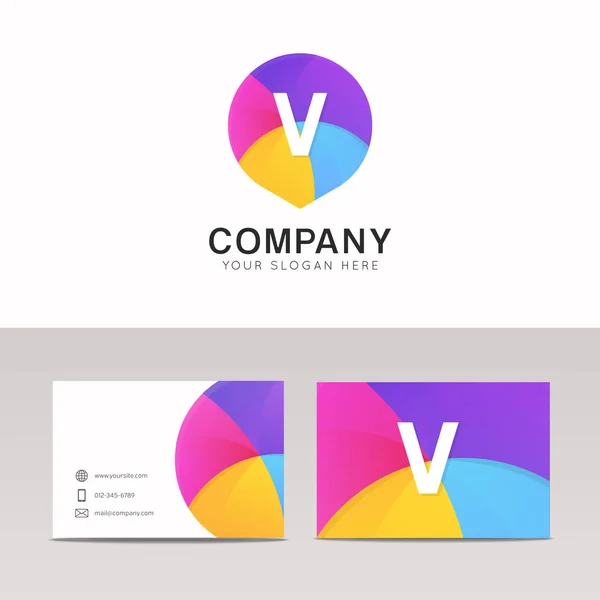 Divertido abstracto colorido logotipo V letra plana tipos icono signo vector — Vector de stock
