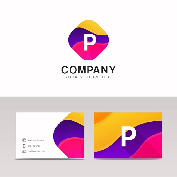 Divertido abstracto colorido forma P letra logotipo icono signo vector desig — Vector de stock