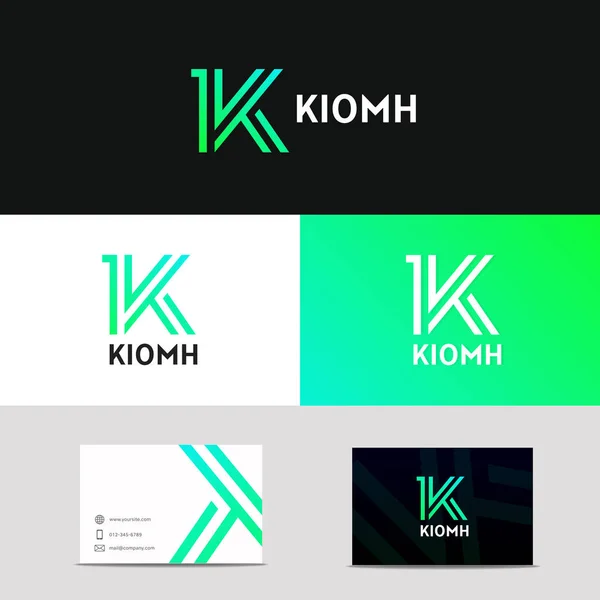 Criativa abstrato K carta sinal empresa ícone vetor design com — Vetor de Stock
