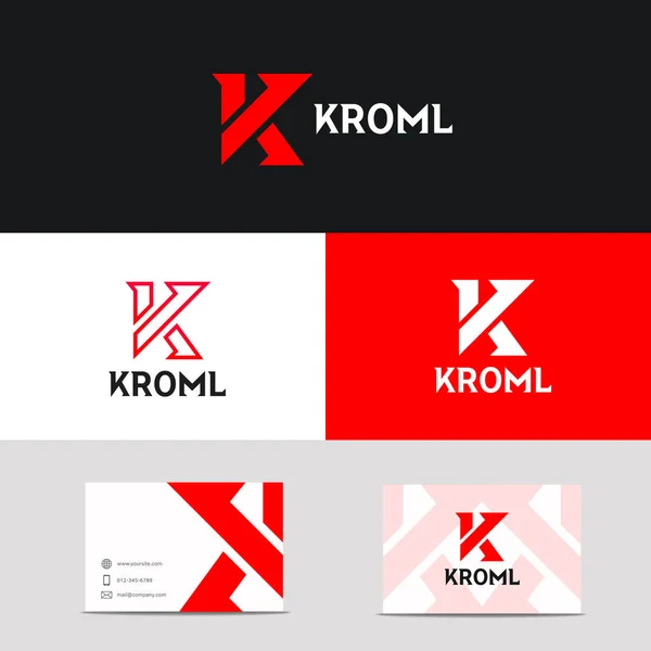 Vector K logo lettre signe entreprise icône avec carte de visite de la marque — Image vectorielle