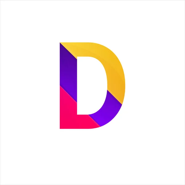 Astratto D lettera icona divertente piatto segno vettore logo design — Vettoriale Stock