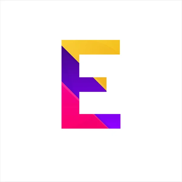 Abstracto E letra icono divertido signo plano vector logotipo diseño — Vector de stock