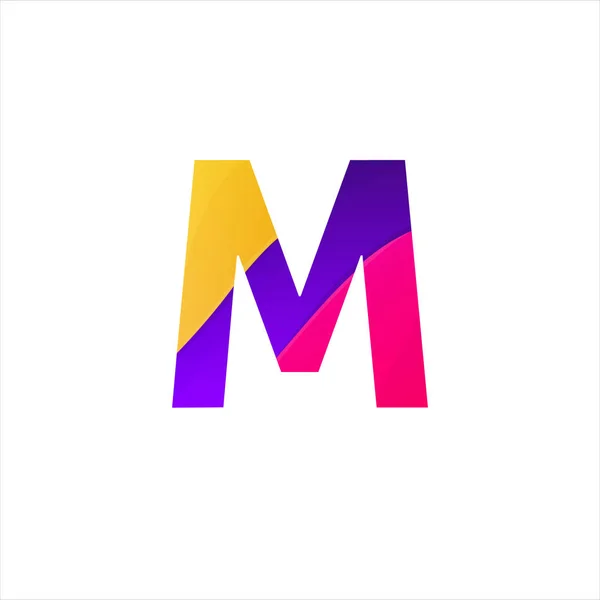 Abstracto M letra icono divertido signo plano vector logotipo diseño — Vector de stock