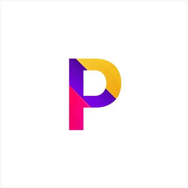 Ikon huruf P abstrak lucu desain logo vektor tanda datar - Stok Vektor