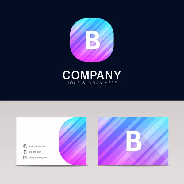 Símbolo de signo de icono B plano abstracto logotipo de la empresa con tarjeta de visita — Vector de stock