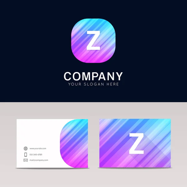 Abstract flat Z icon sign symbol company logo with business card — Stock Vector