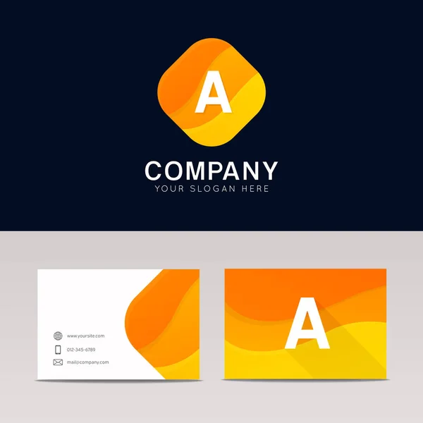 Forma de rombo naranja abstracta Un icono carta logo elemento vector — Vector de stock