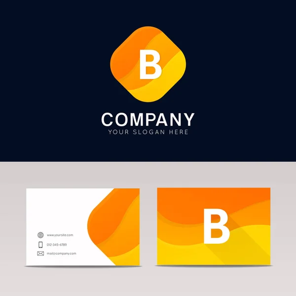 Abstracto naranja rombo forma B icono letra logo elemento vector — Vector de stock