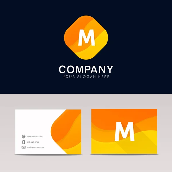 Abstrait orange losange forme M icône lettre logo élément vecteur — Image vectorielle