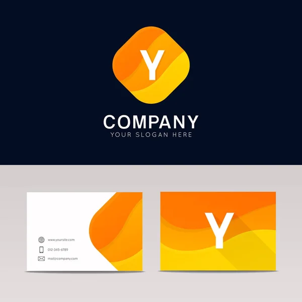 Abstrakt orange Raute Form y Symbol Buchstabe Logo Element Vektor — Stockvektor