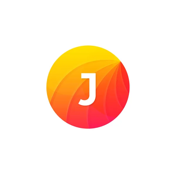 Abstrato círculo plano J logotipo letra símbolo sinal empresa ícone vect — Vetor de Stock